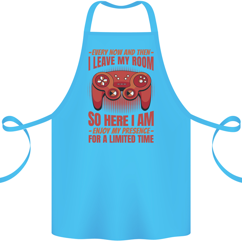 Every Now & Then I Leave My Room Gamer Cotton Apron 100% Organic Turquoise