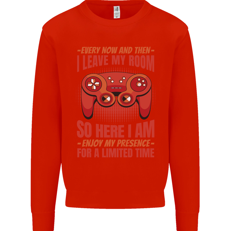 Every Now & Then I Leave My Room Gamer Mens Sweatshirt Jumper Bright Red