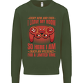 Every Now & Then I Leave My Room Gamer Mens Sweatshirt Jumper Forest Green