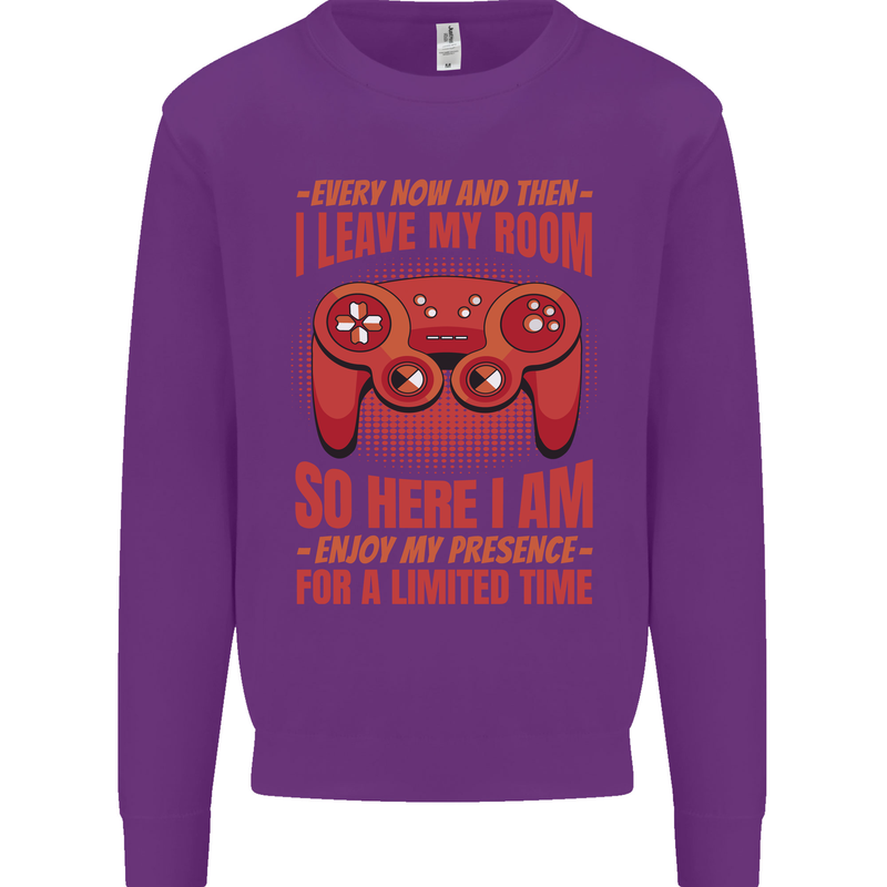 Every Now & Then I Leave My Room Gamer Mens Sweatshirt Jumper Purple