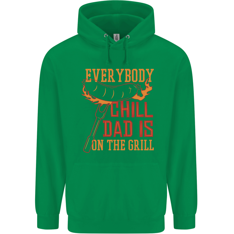 Everybody Chill Dad Is on the Grill Childrens Kids Hoodie Irish Green