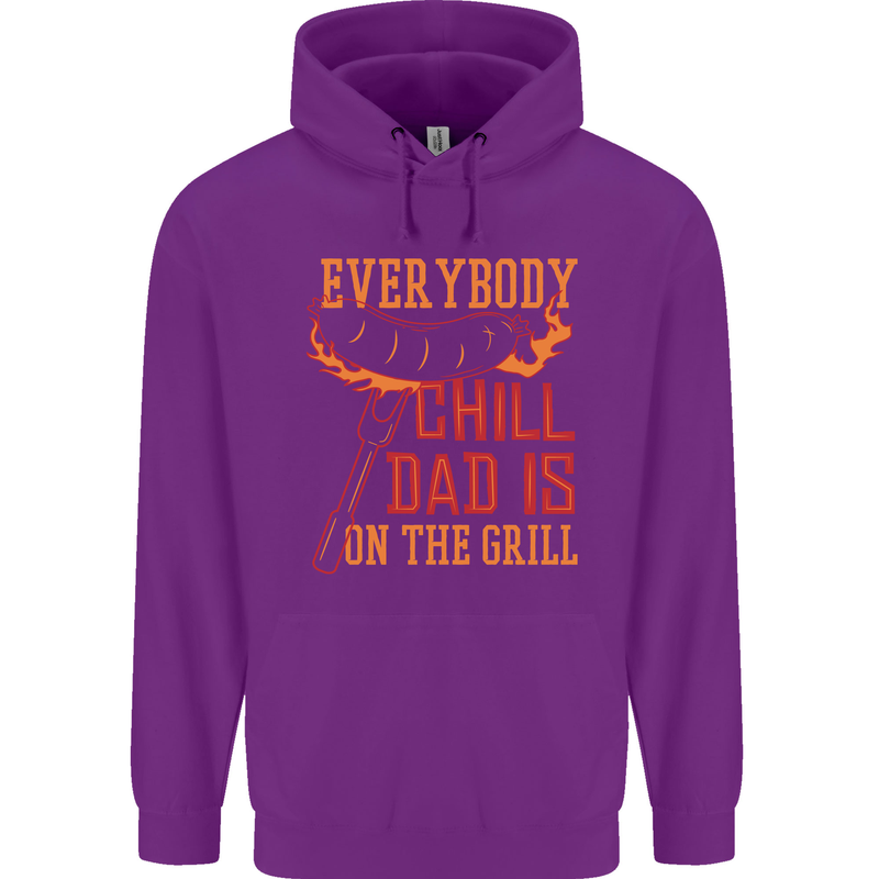 Everybody Chill Dad Is on the Grill Childrens Kids Hoodie Purple