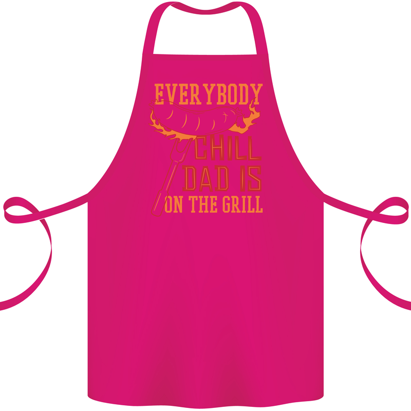 Everybody Chill Dad Is on the Grill Cotton Apron 100% Organic Pink