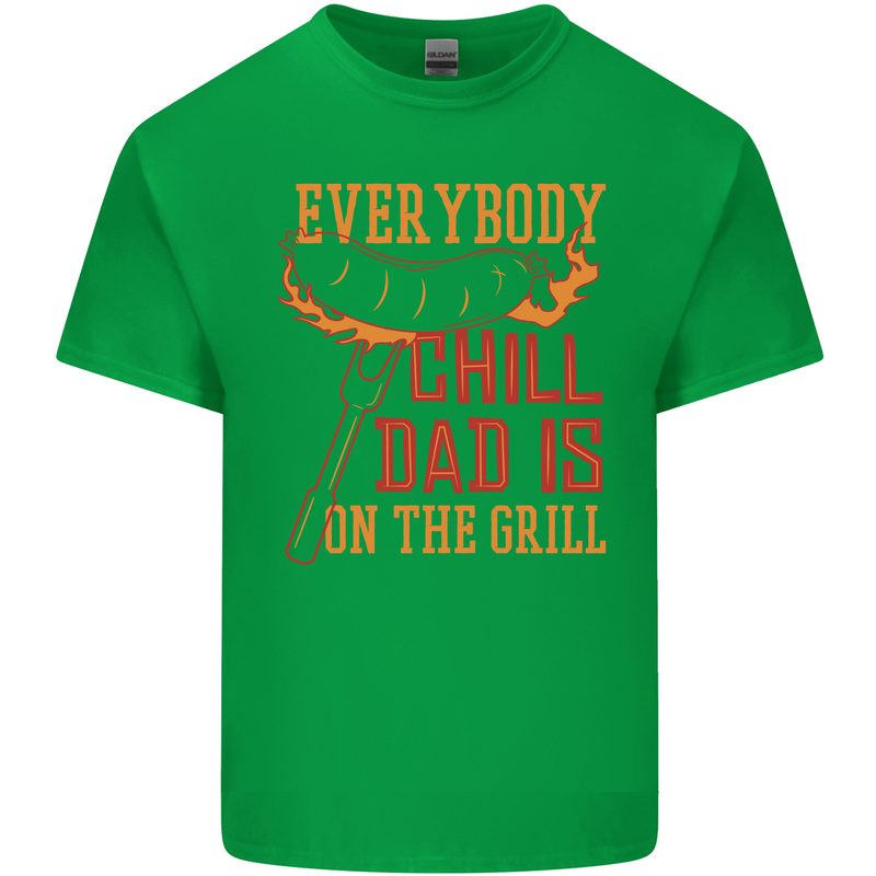 Everybody Chill Dad Is on the Grill Kids T-Shirt Childrens Irish Green