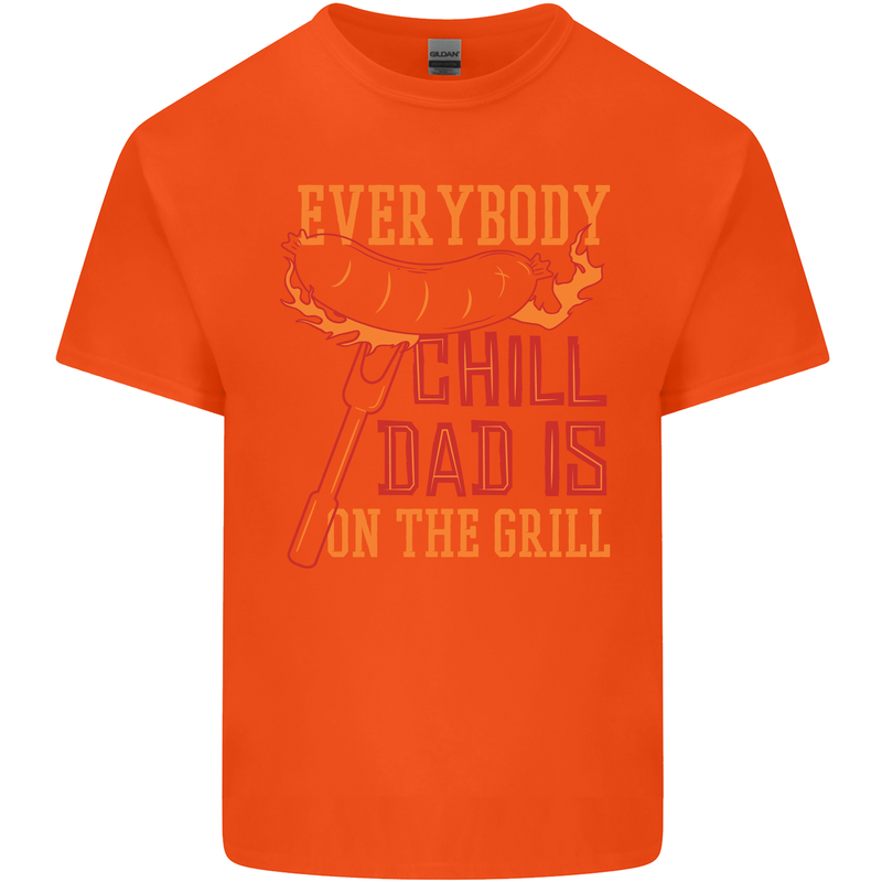 Everybody Chill Dad Is on the Grill Kids T-Shirt Childrens Orange