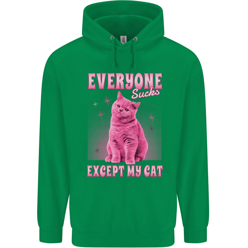 Everyone Sucks Except My Cat Childrens Kids Hoodie Irish Green