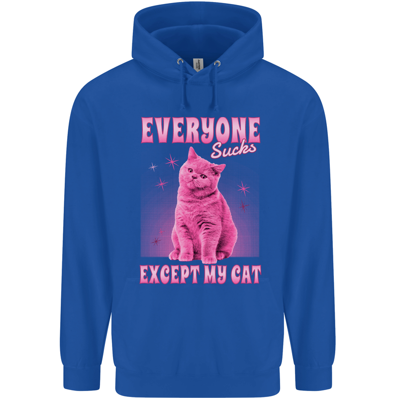Everyone Sucks Except My Cat Childrens Kids Hoodie Royal Blue