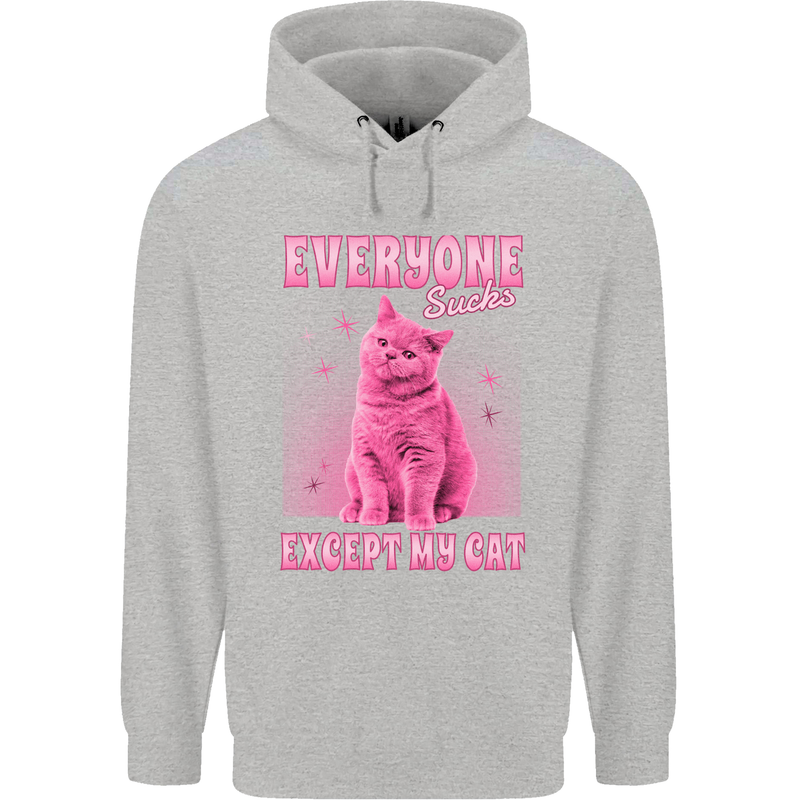 Everyone Sucks Except My Cat Childrens Kids Hoodie Sports Grey