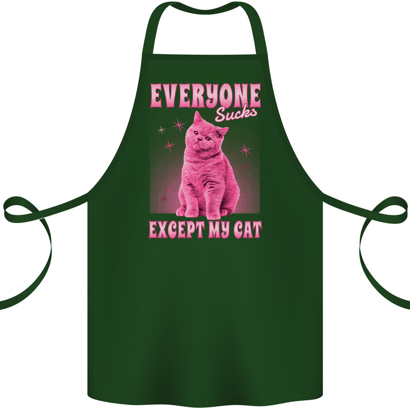 Everyone Sucks Except My Cat Cotton Apron 100% Organic Forest Green