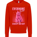 Everyone Sucks Except My Cat Kids Sweatshirt Jumper Bright Red