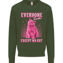 Everyone Sucks Except My Cat Kids Sweatshirt Jumper Forest Green
