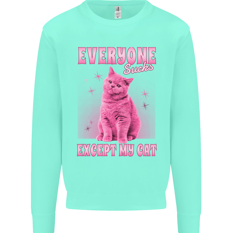 Everyone Sucks Except My Cat Kids Sweatshirt Jumper Peppermint