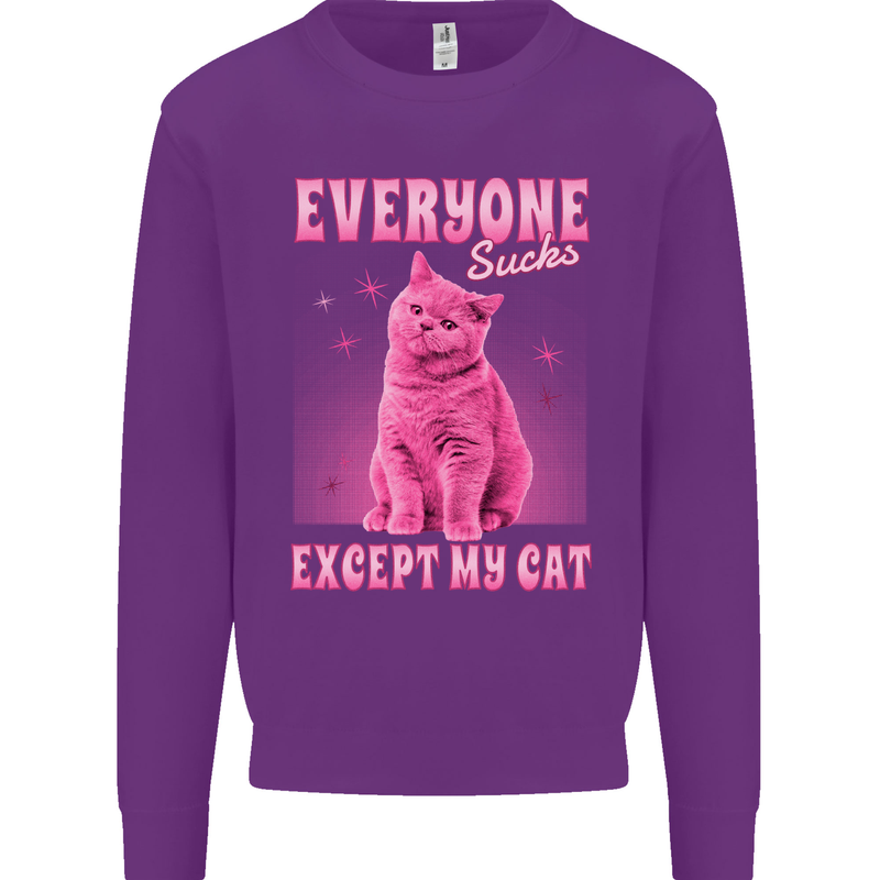 Everyone Sucks Except My Cat Kids Sweatshirt Jumper Purple