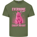 Everyone Sucks Except My Cat Mens Cotton T-Shirt Tee Top Military Green