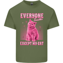 Everyone Sucks Except My Cat Mens Cotton T-Shirt Tee Top Military Green