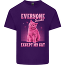Everyone Sucks Except My Cat Mens Cotton T-Shirt Tee Top Purple