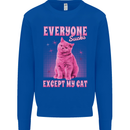 Everyone Sucks Except My Cat Mens Sweatshirt Jumper Royal Blue