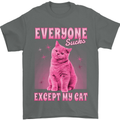 Everyone Sucks Except My Cat Mens T-Shirt 100% Cotton Charcoal