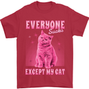 Everyone Sucks Except My Cat Mens T-Shirt 100% Cotton Red