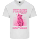 Everyone Sucks Except My Cat Mens V-Neck Cotton T-Shirt White