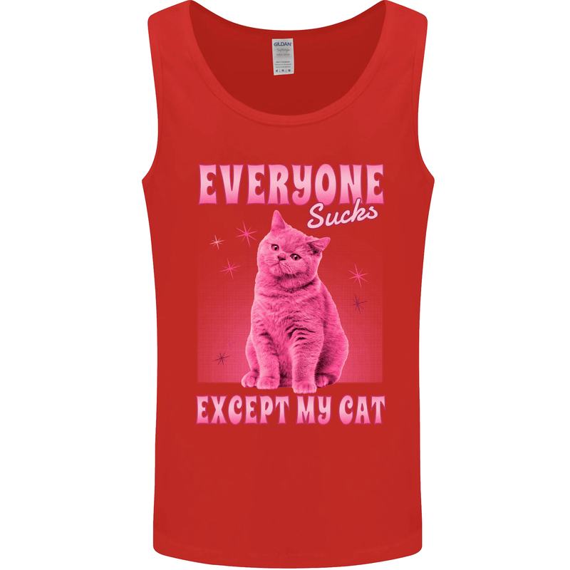 Everyone Sucks Except My Cat Mens Vest Tank Top Red