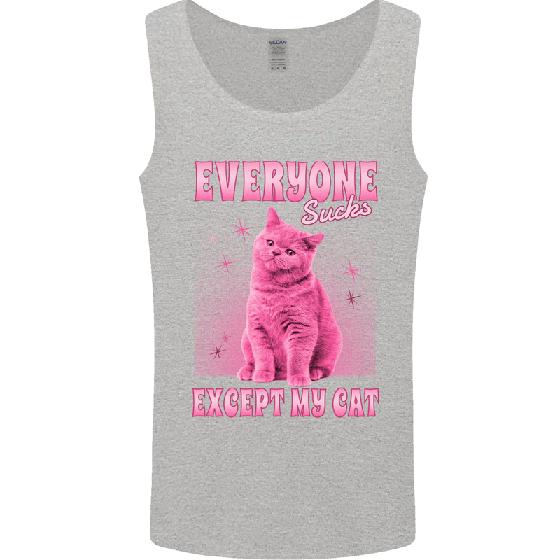 Everyone Sucks Except My Cat Mens Vest Tank Top Sports Grey