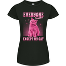 Everyone Sucks Except My Cat Womens Petite Cut T-Shirt Black