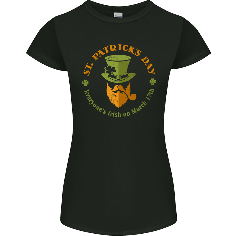 Everyone's Irish on St. Patrick's Day Beer Womens Petite Cut T-Shirt Black
