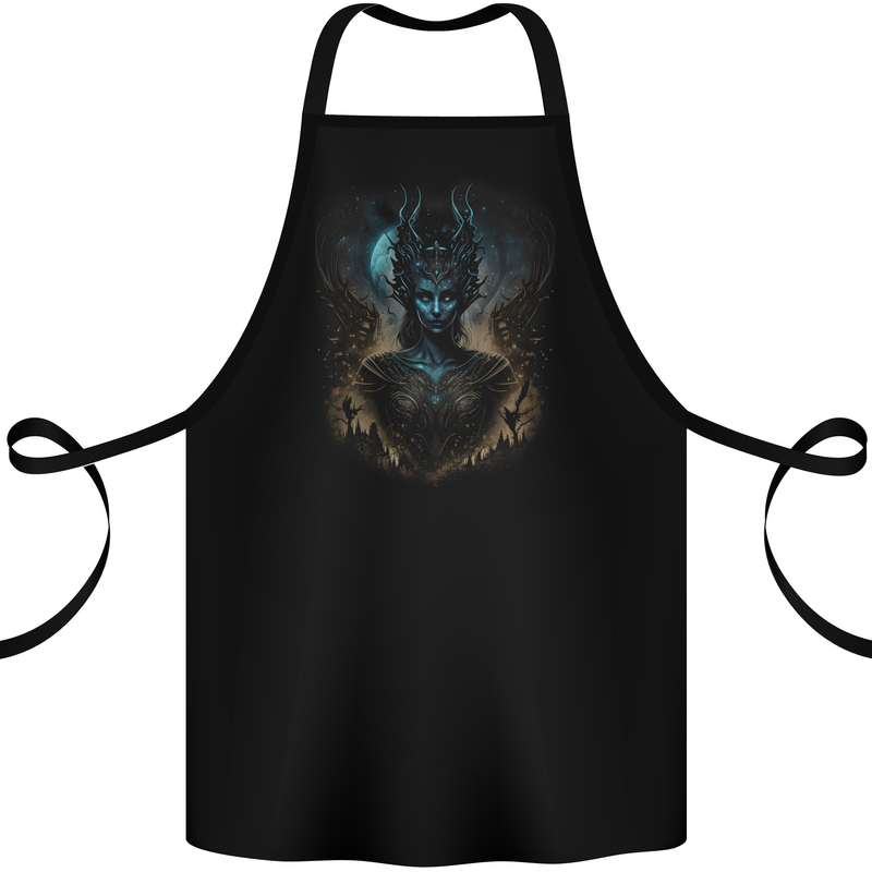 Evil Alien Sorceress Fantasy Witch Halloween Cotton Apron 100% Organic Black