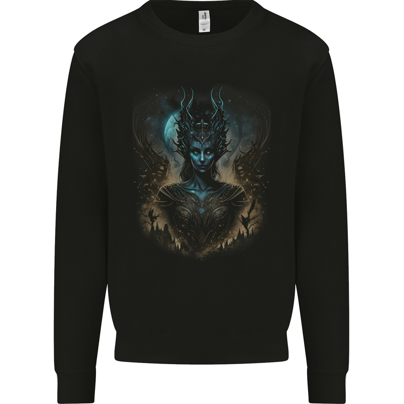 Evil Alien Sorceress Fantasy Witch Halloween Kids Sweatshirt Jumper Black