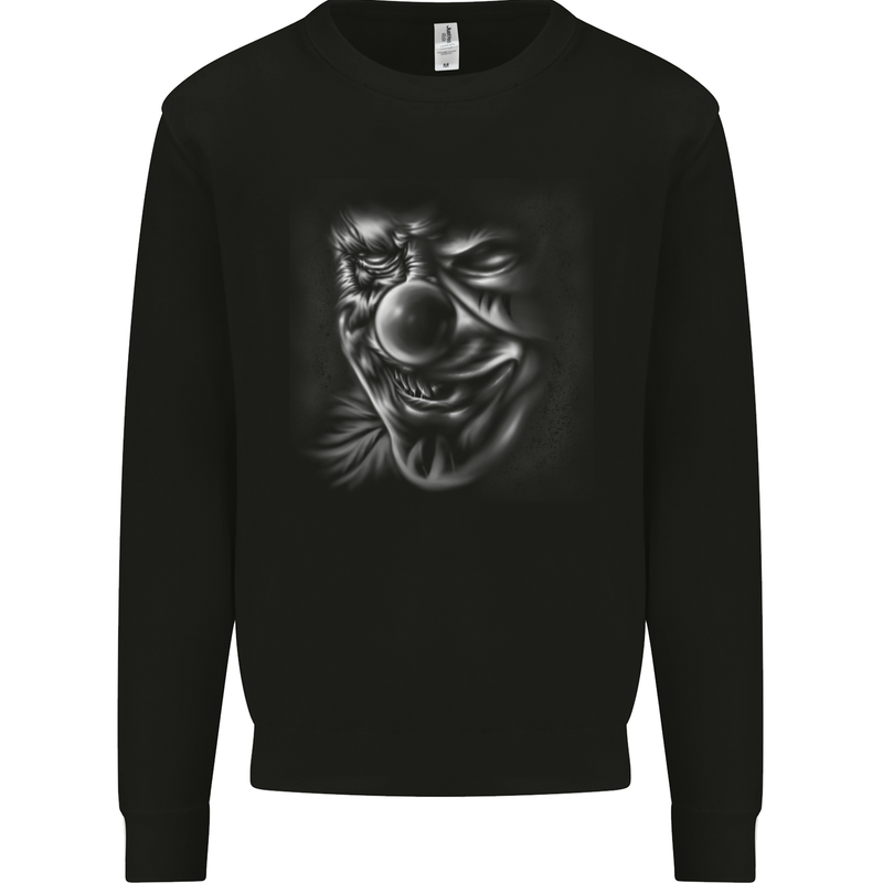 Evil Clown Face Demon Skull Halloween Kids Sweatshirt Jumper Black