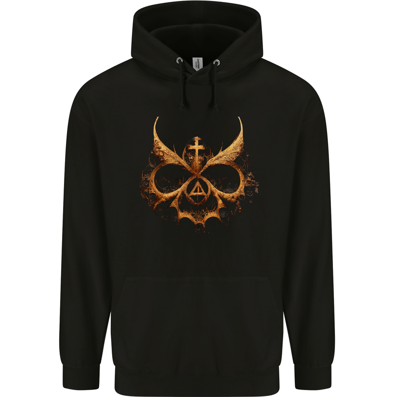 Evil Mask Black Magic Devil Worship Ouija Skull Childrens Kids Hoodie Black