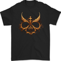 Evil Mask Black Magic Devil Worship Ouija Skull Mens Gildan Cotton T-Shirt Black