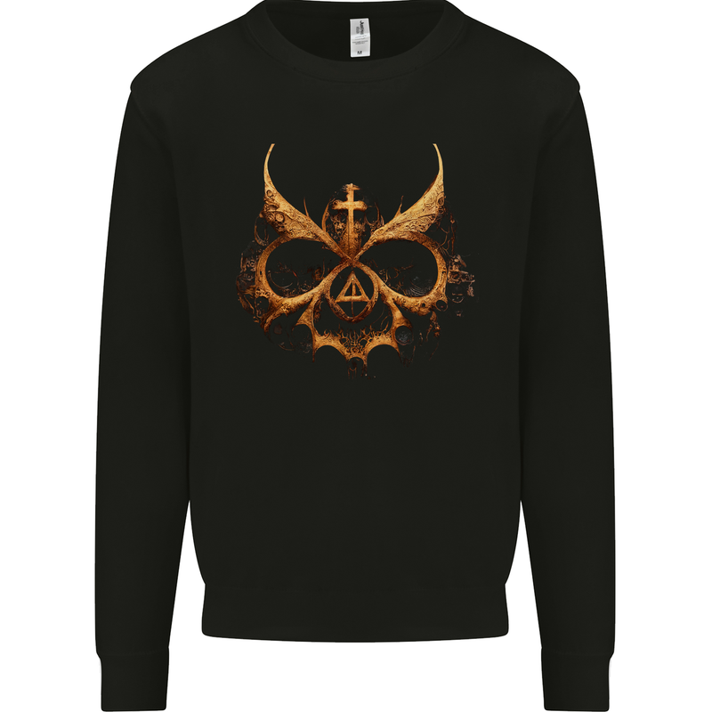 Evil Mask Black Magic Devil Worship Ouija Skull Mens Sweatshirt Jumper Black