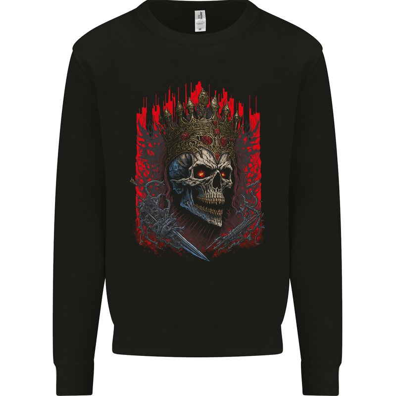 Evil Skull King Heavy Metal Rock Music Kids Sweatshirt Jumper Black