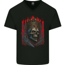 Evil Skull King Heavy Metal Rock Music Mens V-Neck Cotton T-Shirt Black