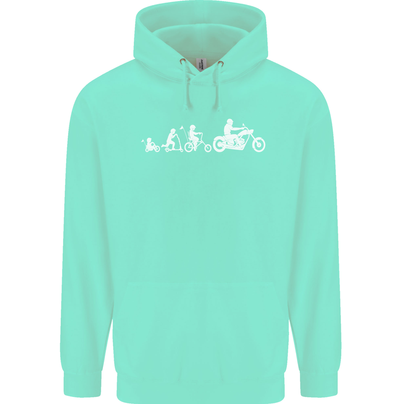 Evolution Motorcycle Motorbike Biker Childrens Kids Hoodie Peppermint