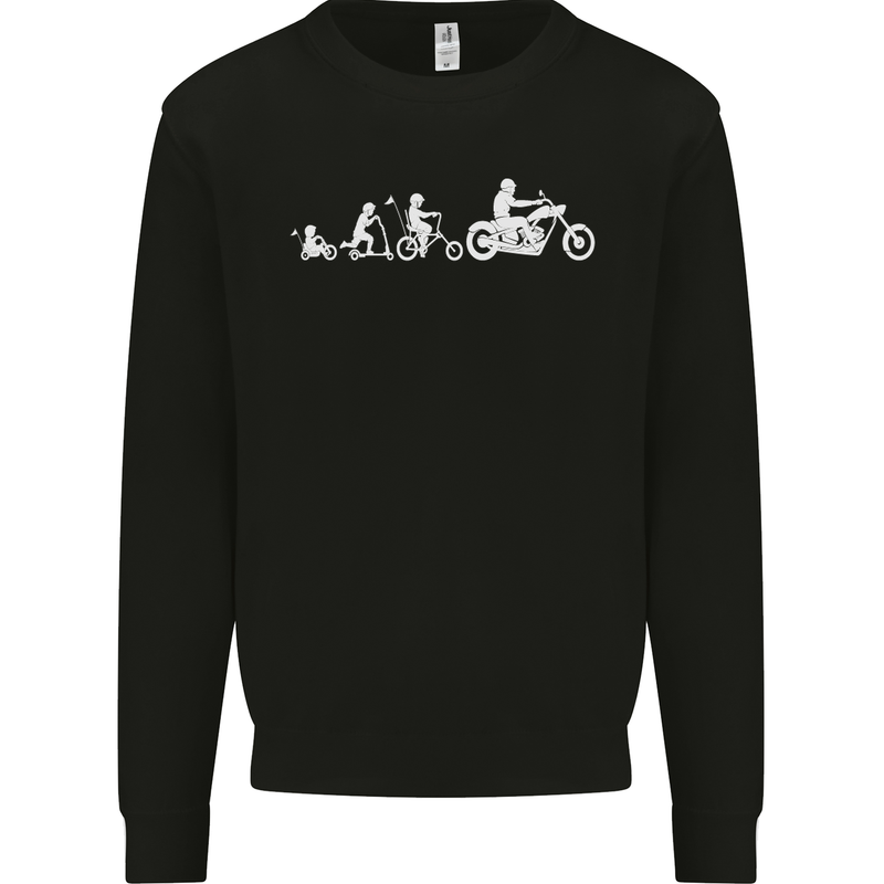Evolution Motorcycle Motorbike Biker Kids Sweatshirt Jumper Black