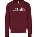 Evolution Motorcycle Motorbike Biker Kids Sweatshirt Jumper Maroon