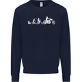 Evolution Motorcycle Motorbike Biker Kids Sweatshirt Jumper Navy Blue