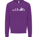 Evolution Motorcycle Motorbike Biker Kids Sweatshirt Jumper Purple