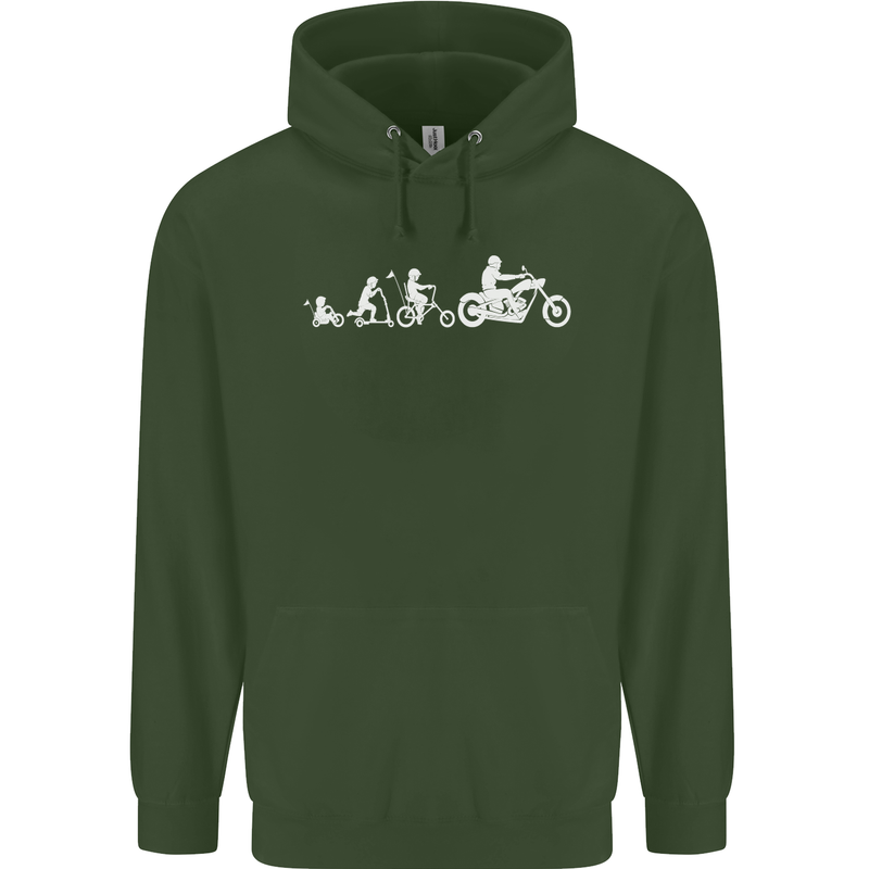 Evolution Motorcycle Motorbike Biker Mens 80% Cotton Hoodie Forest Green