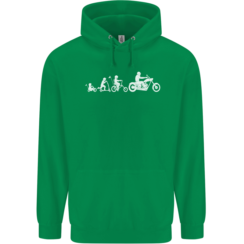 Evolution Motorcycle Motorbike Biker Mens 80% Cotton Hoodie Irish Green