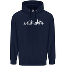 Evolution Motorcycle Motorbike Biker Mens 80% Cotton Hoodie Navy Blue