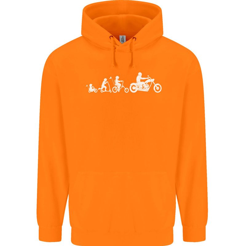 Evolution Motorcycle Motorbike Biker Mens 80% Cotton Hoodie Orange