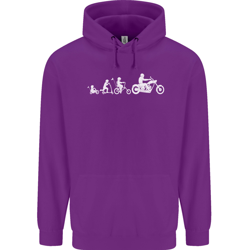 Evolution Motorcycle Motorbike Biker Mens 80% Cotton Hoodie Purple