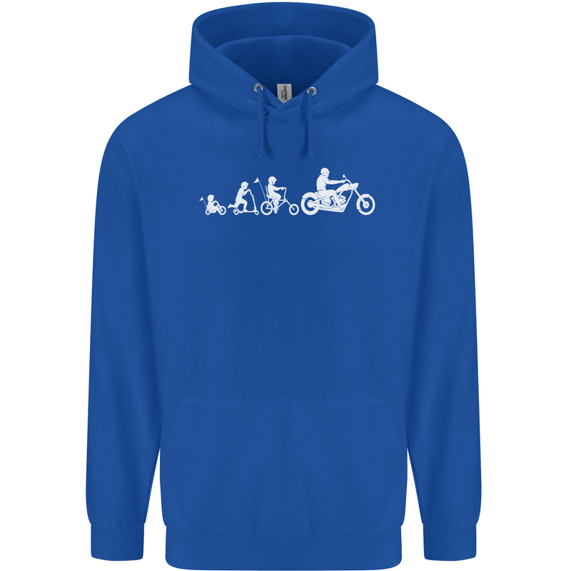 Evolution Motorcycle Motorbike Biker Mens 80% Cotton Hoodie Royal Blue