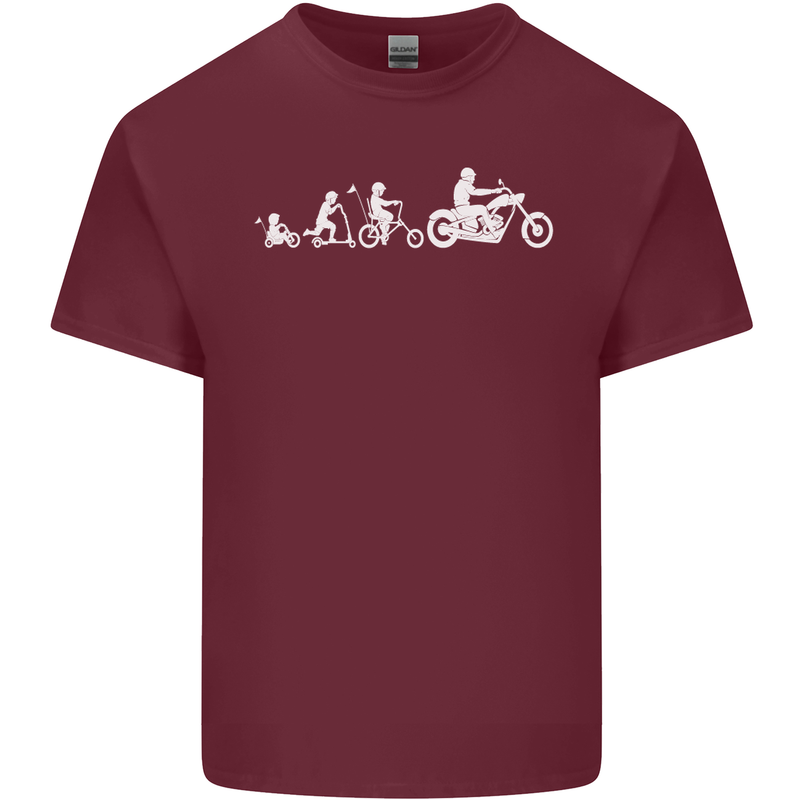 Evolution Motorcycle Motorbike Biker Mens Cotton T-Shirt Tee Top Maroon