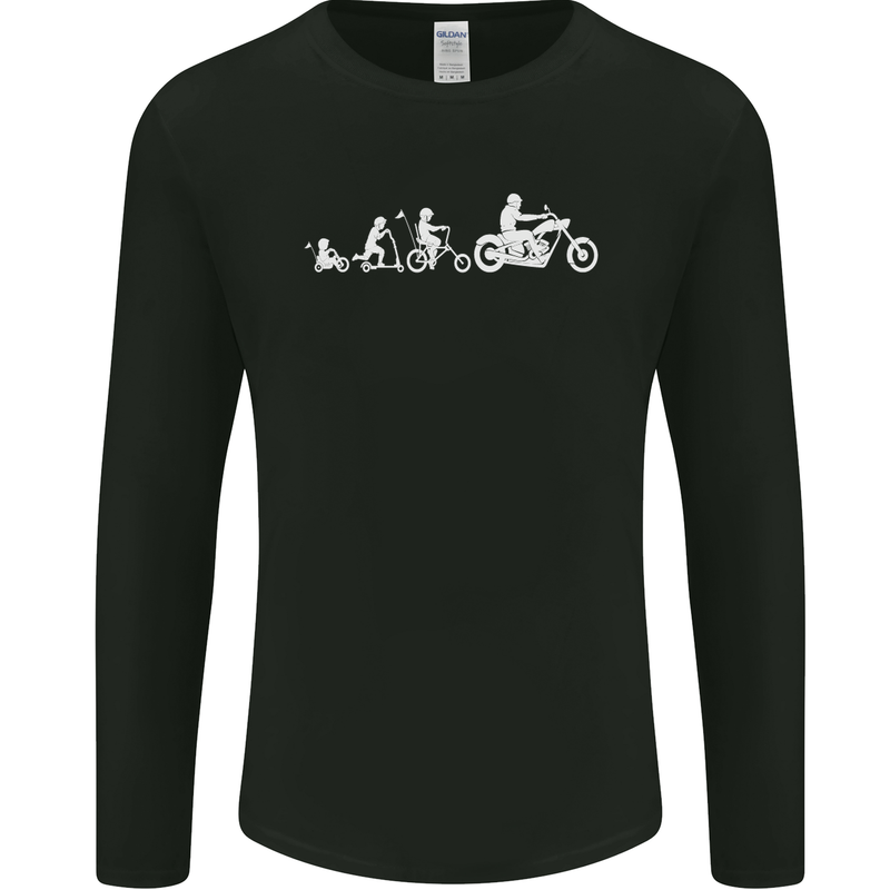 Evolution Motorcycle Motorbike Biker Mens Long Sleeve T-Shirt Black