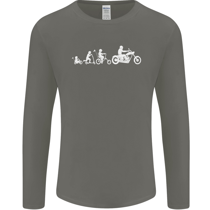 Evolution Motorcycle Motorbike Biker Mens Long Sleeve T-Shirt Charcoal